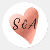 Chic Roos Gold Heart Wedding Ronde Sticker (Voorkant)