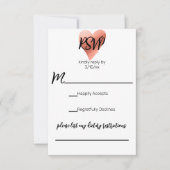 Chic Roos Gold Heart Wedding RSVP Kaartje (Voorkant)