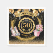 Chic Roos Gold Heels servetten met gouden ballonne (Voorkant)