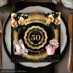 Chic Roos Gold Heels servetten met gouden ballonne