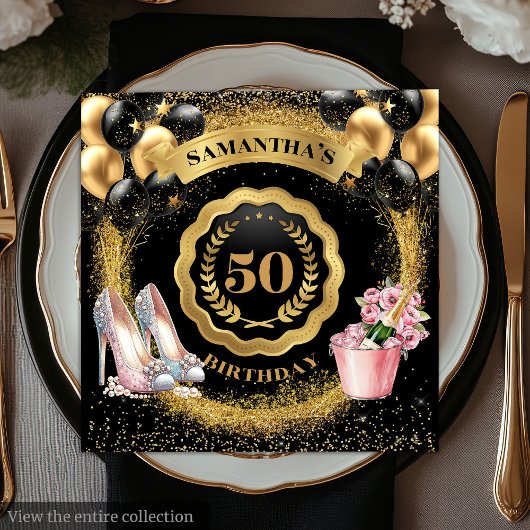 Chic Roos Gold Heels servetten met gouden ballonne