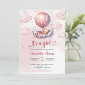 Chic roos gold het is een meisje slapen teddybeer kaart (Staand voorkant)