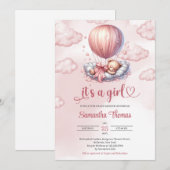 Chic roos gold het is een meisje slapen teddybeer kaart (Voorkant / Achterkant)