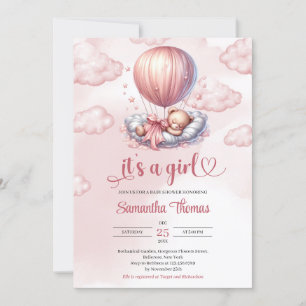 Chic roos gold het is een meisje slapen teddybeer kaart