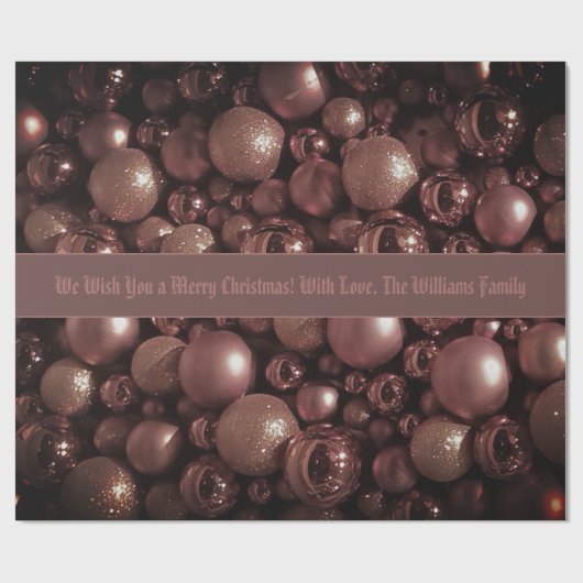 Chic Roos Gold kerstcadeaupatroon toevoegen Tekst Cadeaupapier (Vlak)