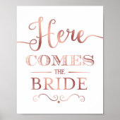 Chic Roos Gold KOMT HIER DE BRIDE Sign Print (Voorkant)