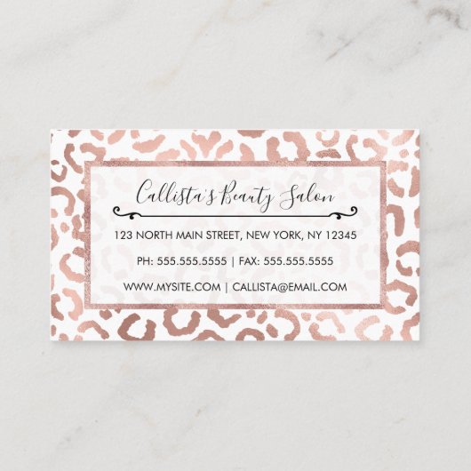 Chic Roos Gold Leopard Cheetah Animal Print Aanbevelingskaartje (Achterkant)