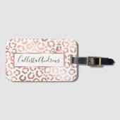 Chic Roos Gold Leopard Cheetah Animal Print Bagagelabel (Voorkant (horizontaal))