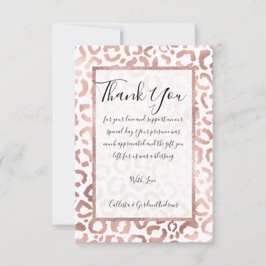 Chic Roos Gold Leopard Cheetah Animal Print Bedankkaart (Voorkant)