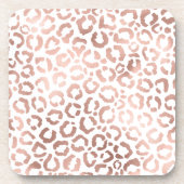 Chic Roos Gold Leopard Cheetah Animal Print Bier Onderzetter (Voorkant)