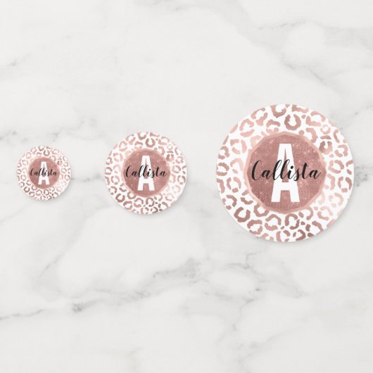 Chic Roos Gold Leopard Cheetah Animal Print Confetti (Voorkanten)