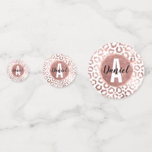 Chic Roos Gold Leopard Cheetah Animal Print Confetti (Achterkanten)