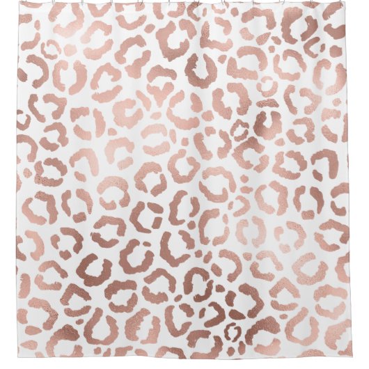 Chic Roos Gold Leopard Cheetah Animal Print Douchegordijn (Voorkant)