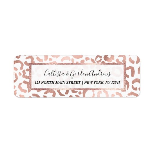 Chic Roos Gold Leopard Cheetah Animal Print Etiket (Voorkant)