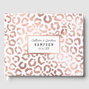 Chic Roos Gold Leopard Cheetah Animal Print Gastenboek