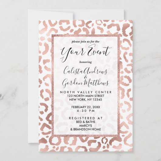 Chic Roos Gold Leopard Cheetah Animal Print Kaart (Voorkant)