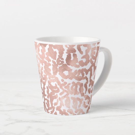 Chic Roos Gold Leopard Cheetah Animal Print Latte Mok (Rechterhoek)