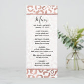 Chic Roos Gold Leopard Cheetah Animal Print Menu (Staand voorkant)