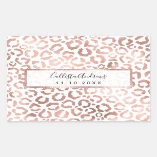 Chic Roos Gold Leopard Cheetah Animal Print Rechthoekige Sticker
