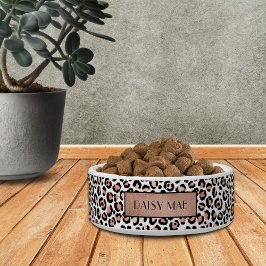 Chic Roos Gold Leopard Pattern - Gepersonaliseerd Voerbakje
