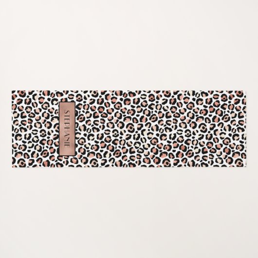 Chic Roos Gold Leopard Print Custom Yogamat (Achterkant (horizontaal))