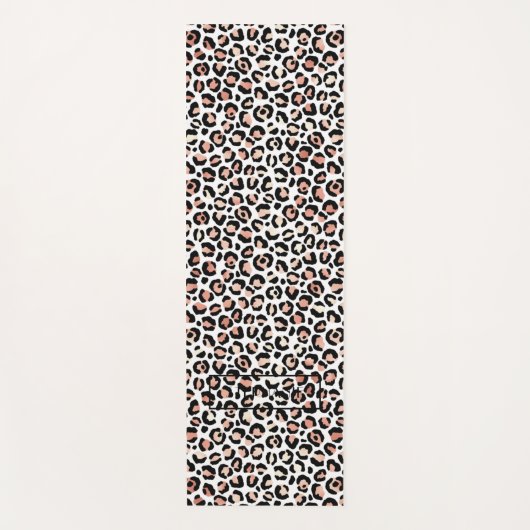 Chic Roos Gold Leopard Print Custom Yogamat (Voorkant)