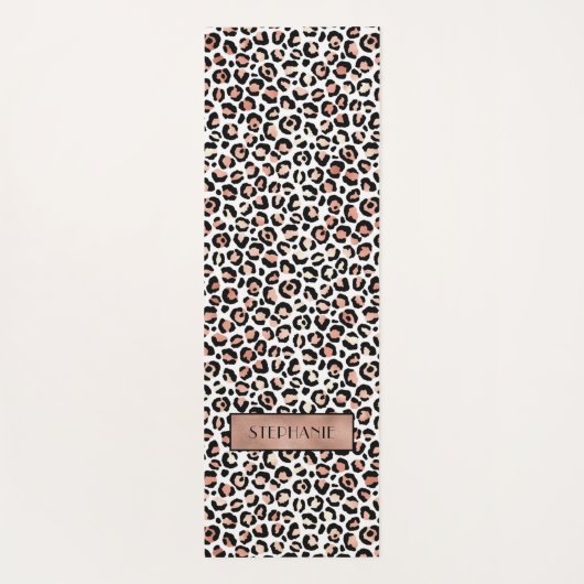 Chic Roos Gold Leopard Print Custom Yogamat (Achterkant)