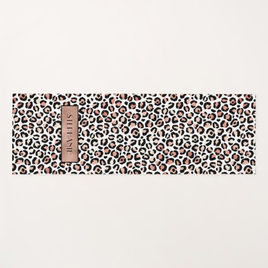 Chic Roos Gold Leopard Print Custom Yogamat (Voorkant (horizontaal))