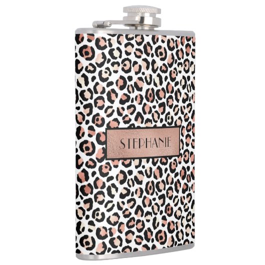 Chic Roos Gold Leopard print op maat Heupfles (Rechts)