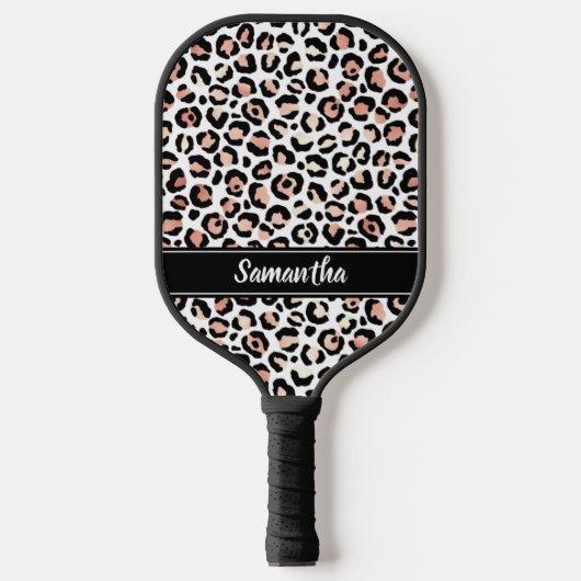 Chic Roos Gold Leopard print op maat Pickleball Paddle (Voorkant)
