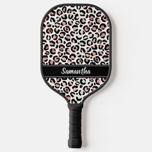 Chic Roos Gold Leopard print op maat Pickleball Paddle (Achterkant)