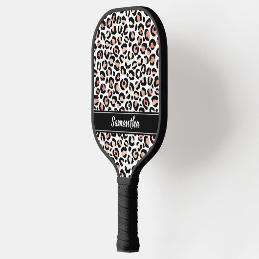 Chic Roos Gold Leopard print op maat Pickleball Paddle (Links)