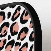 Chic Roos Gold Leopard print op maat Pickleball Paddle (Links Detail)