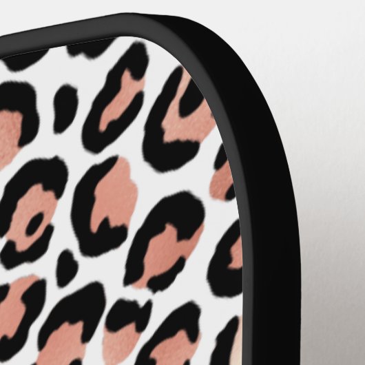 Chic Roos Gold Leopard print op maat Pickleball Paddle (Links Detail)