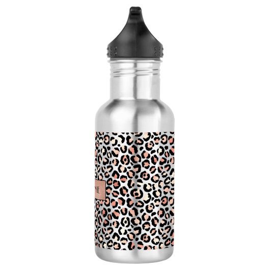 Chic Roos Gold Leopard print op maat Waterfles (Rechts)