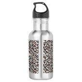 Chic Roos Gold Leopard print op maat Waterfles (Achterkant)