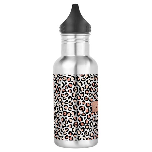 Chic Roos Gold Leopard print op maat Waterfles (Links)