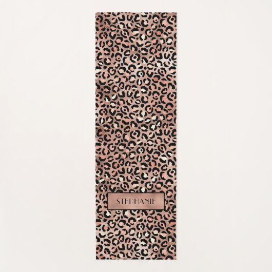 Chic Roos Gold Leopard print op maat Yogamat (Voorkant)