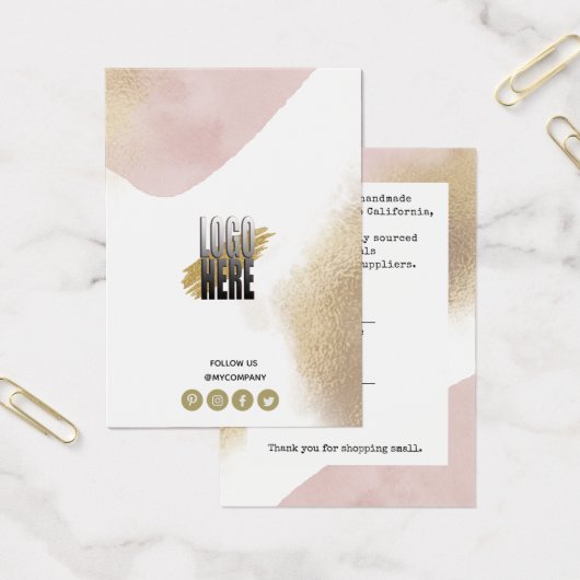 Chic Roos Gold Logo Clothing Display Price Label Visitekaartje (Kantoor)