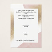 Chic Roos Gold Logo Clothing Display Price Label Visitekaartje (Achterkant)