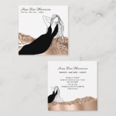 *~* Chic Roos Gold Long Hair Woman Beauty Mode Vierkante Visitekaartje (Voorkant / Achterkant)