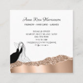 *~* Chic Roos Gold Long Hair Woman Beauty Mode Vierkante Visitekaartje (Achterkant)