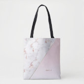 Chic Roos Gold Marble Blush gepersonaliseerd Tote Bag (Voorkant)