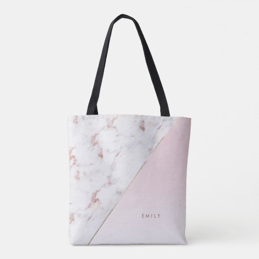 Chic Roos Gold Marble Blush gepersonaliseerd Tote Bag (Achterkant)