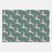 Chic Roos Gold Metallic Roze Script Gray Reindeer Inpakpapier Vel (Voorkant)