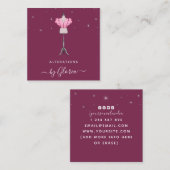 Chic Roos Gold Mode Roze Mannequin Tailor Girly Vierkante Visitekaartje (Voorkant / Achterkant)