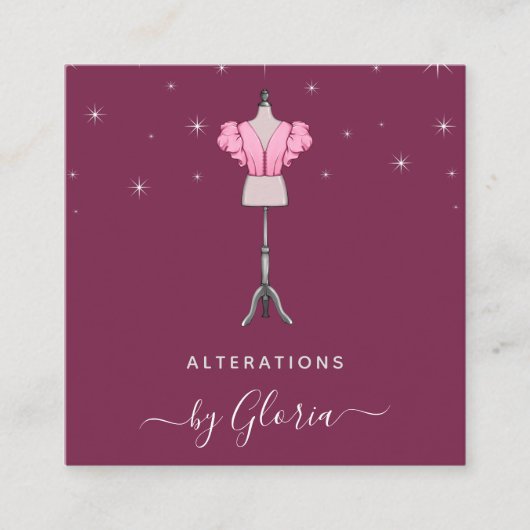 Chic Roos Gold Mode Roze Mannequin Tailor Girly Vierkante Visitekaartje (Voorkant)