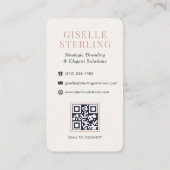 Chic Roos Gold Monogram Navy Blue QR Code Visitekaartje (Achterkant)