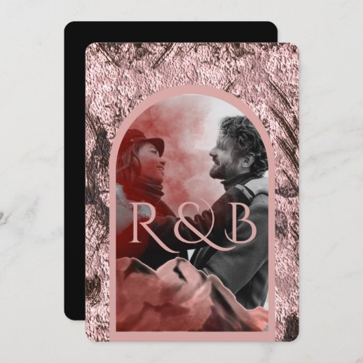 Chic Roos Gold Mountains Gewapend Foto Weddenschap Kaart (Voorkant / Achterkant)