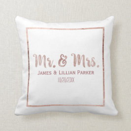 Chic Roos Gold Mr en Mrs Monogram Wedding Kussen